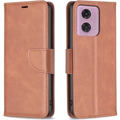 Mobigear Excellent Motorola Moto E14 Cover a libro portafoglio - Marrone