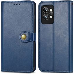 Mobigear Snap Button Realme GT2 Pro Lompakkokotelo + Setelitasku - Sininen