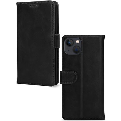Mobilize Wallet iPhone 13 Piel auténtica Funda tipo libro Cartera - Negro