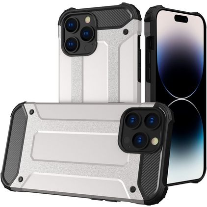 Mobigear Outdoor iPhone 14 Pro Hårdt Bagsidecover Stødsikkert - Sølv