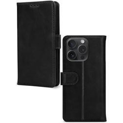 Mobilize Wallet iPhone 15 Pro Ægte læder Pungetui med Seddelrum - Sort