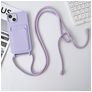 Mobigear Lanyard Card iPhone 15 Plus Silikone Cover med snor og kortholder - Lilla