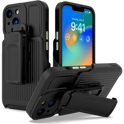 Mobigear Explorer iPhone 14 Plus Hard Case Back cover Shockproof with Stand - Black