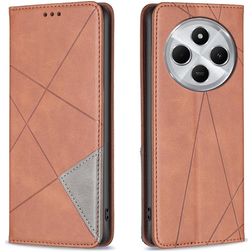 Mobigear Rhombus Slim Xiaomi Redmi 14C Funda tipo libro - Marrón