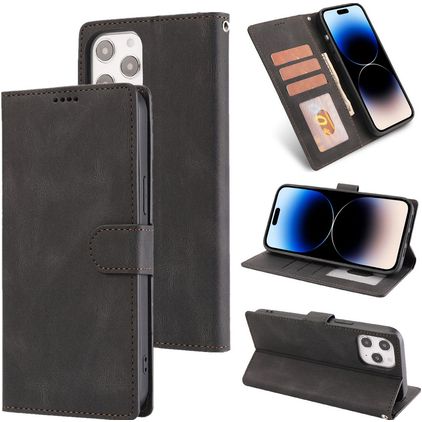 Mobigear Wallet iPhone 14 Pro Max Pungetui med Seddelrum - Sort
