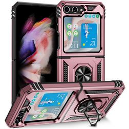 Mobigear Armor Ring Samsung Galaxy Z Flip 5 Fodral Hårdplast Skal Stötsäkert med ringhållare - Roséguld