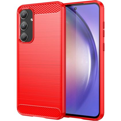 Mobigear Brushed Slim Samsung Galaxy A55 Fleksibel TPU Bagsidecover - Rød