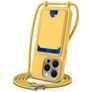 Mobigear Lanyard Card iPhone 16 Pro Silicona Funda con cuerda y tarjetero - Amarillo