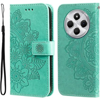 Mobigear Flowers Xiaomi Redmi 14C Knížkové pouzdro Peněženka - Zelená