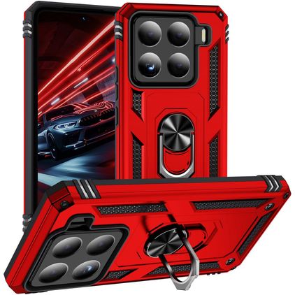Mobigear Armor ring Xiaomi 15 Plástico rígido Capa traseira Antichoque com anel - Vermelho