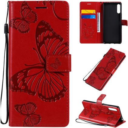 Mobigear Butterfly Sony Xperia L4 Lompakkokotelo + Setelitasku - Punainen