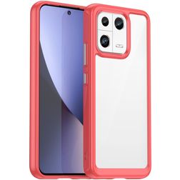 Mobigear Crystal Xiaomi 13 Funda Plástico rígido Carcasa - Transparente / Rojo
