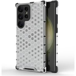 Mobigear Honeycomb Samsung Galaxy S24 Ultra Hårdt Bagsidecover Stødsikkert - Hvid