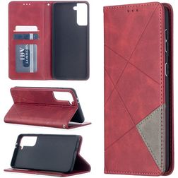 Mobigear Rhombus Slim Samsung Galaxy S21 Plus Cover a libro - Rosso