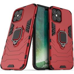 Mobigear Armor Ring iPhone 12 Pro Max Tvrdý plast Zadní kryt odolný proti nárazům s prstýnkem - Červená