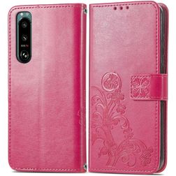 Mobigear clover Sony Xperia 5 IV Pungetui med Seddelrum - Magenta