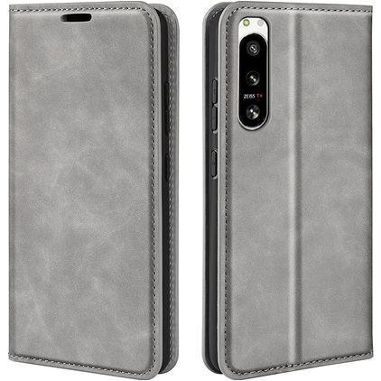 Mobigear Retro Slim Sony Xperia 5 IV Funda tipo libro Cartera - Gris