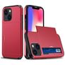Mobigear Card iPhone 15 Plus Hårdt Bagsidecover Stødsikkert med kortholder - Rød