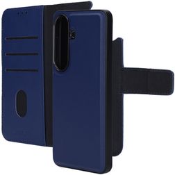Mobiparts Samsung Galaxy S26 Funda Piel auténtica Funda tipo libro 2 en 1 con carcasa extraíble Cartera - Azul
