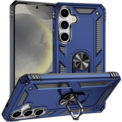 Mobigear Armor ring Samsung Galaxy S25 Plus Hard Case Back cover Shockproof with Ring Holder - Blue