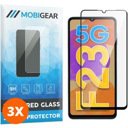 Mobigear Premium Samsung Galaxy F23 Tempered Glass Screen Protector - Case Friendly - Black (3-Pack)