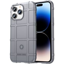 Mobigear Rugged Shield iPhone 14 Pro Max TPU flexível Capa traseira Antichoque - Cinzento