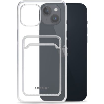 Mobilize Gelly Card Clear iPhone 14 Plus Elastyczne TPU Etui plecki z kieszenią na karty - Przezroczysty