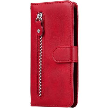Mobigear Zipper Xiaomi Redmi Note 9 Funda tipo libro Cartera - Rojo