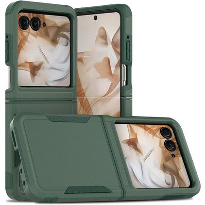 Mobigear Heavy Armor Motorola Razr 50 Hårdt Bagsidecover Stødsikkert - Mørkegrøn