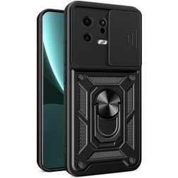 Mobigear Armor Ring Cam Slide Xiaomi 13 Hard Case Back cover Shockproof with Ring Holder and Camera Slider - Black