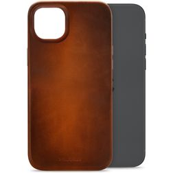 Mobilize Premium iPhone 15 Plus MagSafe Piel auténtica Carcasa - Burned Cognac