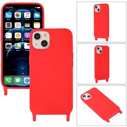 Mobigear Lanyard iPhone 14 Plus Silikoni Suojakuori kaulanauhalla - Punainen