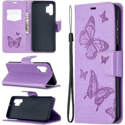 Mobigear Butterfly Samsung Galaxy A32 5G Lompakkokotelo + Setelitasku - Violetti