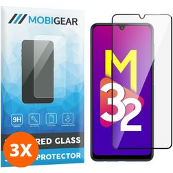 Mobigear Premium Samsung Galaxy M32 4G Panssarilasi Näytönsuoja - Suojakuoren kanssa yhteensopiva - Musta (3 kpl)