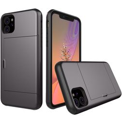 Mobigear Card iPhone 11 Hard Case Back cover Shockproof with Card Holder - Grey