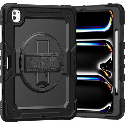 Xccess Survivor Essential iPad Pro 13 palců (2024) Pouzdro Plast / Silikon Zadní kryt + Držák na stylus + Stojánek - Černá