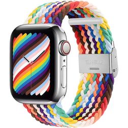 Mobigear Braided Nylon Apple Watch Strap Clamp closure - 49/46/45/44 mm - Rainbow