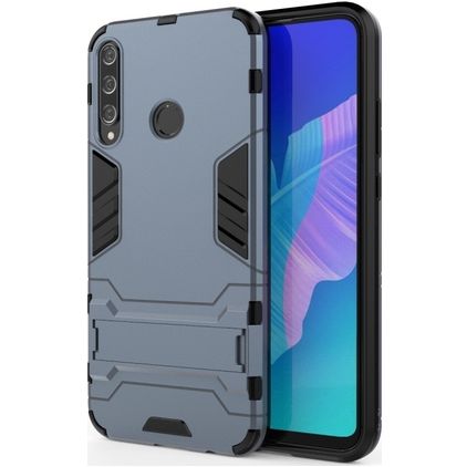 Mobigear Armor Stand Huawei P40 Lite E Hårdt Bagsidecover Stødsikkert med Stander - Blå
