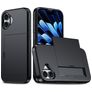Mobigear Card iPhone 16 Plus Funda Plástico rígido Carcasa Antigolpes con tarjetero - Negro