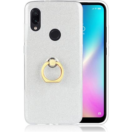 Mobigear Glitter Ring Xiaomi Redmi 7 TPU flessibile Back cover con anello - Argento