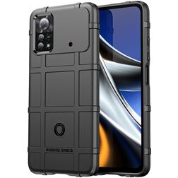 Mobigear Rugged Shield POCO X4 Pro 5G TPU flexible Carcasa Antigolpes - Negro