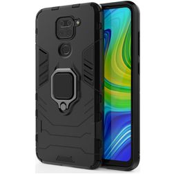 Mobigear Armor Ring Xiaomi Redmi Note 9 Plástico rígido Capa traseira Antichoque com anel - Preto
