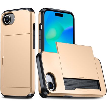 Mobigear Card iPhone 17e Hard Case Back cover Shockproof with Card Holder - Gold