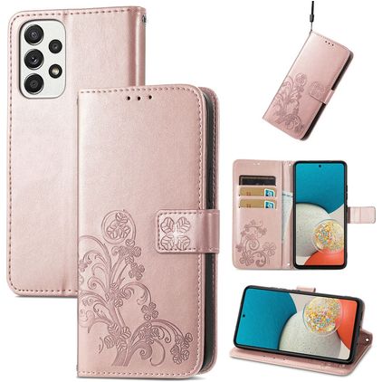 Mobigear Clover Samsung Galaxy A73 Funda tipo libro Cartera - Oro rosa