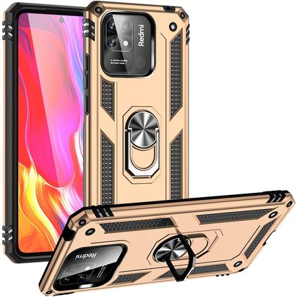 Mobigear Armor Ring Xiaomi Redmi 10C Hardcase Back cover Antiurto con anello - Oro