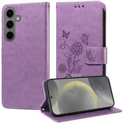 Mobigear Flowers Samsung Galaxy S25 Capa livro Carteira - Roxo