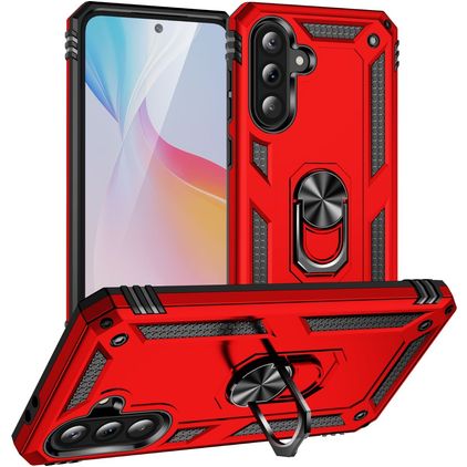 Mobigear Armor ring Samsung Galaxy A36 Funda Plástico rígido Carcasa Antigolpes con anillo - Rojo