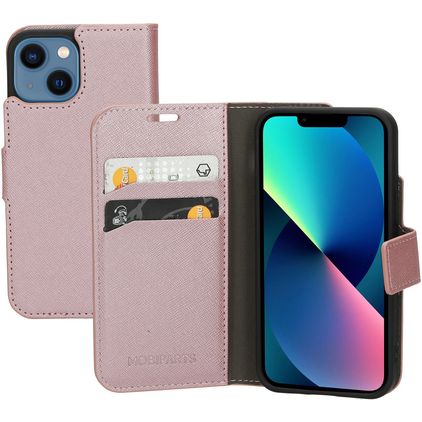 Mobiparts Saffiano Wallet iPhone 13 Mini Funda tipo libro Cartera - Rosa