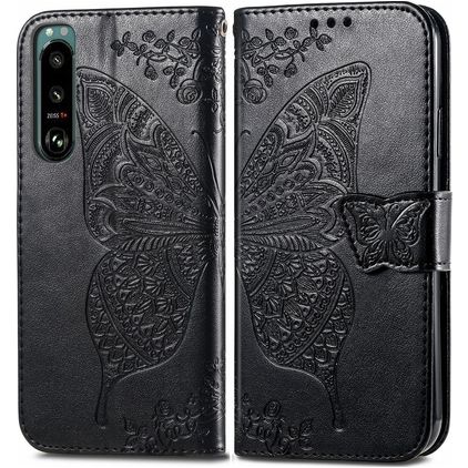 Mobigear Butterfly Sony Xperia 5 IV Plånboksfodral med sedelfack - Svart