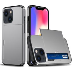 Mobigear Card iPhone 15 Hard Case Back cover Shockproof with Card Holder - Grey